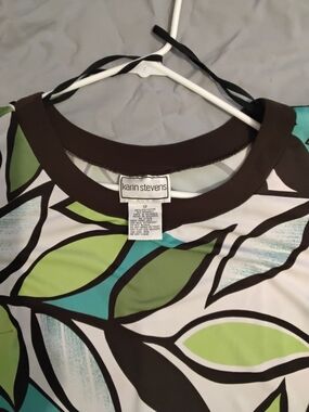 Karin Stevens Green & Teal Leaf-Print Women’s Dress